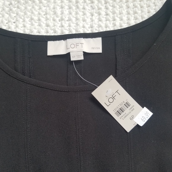 LOFT Cap Sleeve Fit and Flare Black Dress - Picture 5 of 8